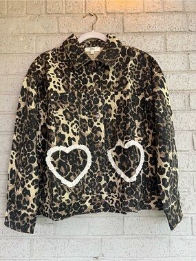 Oddi Leopard Denim Jacket size medium